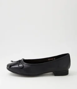 Tess Black Leather Flat Shoes