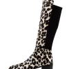 Tetley White Black Leather Knee High Boots