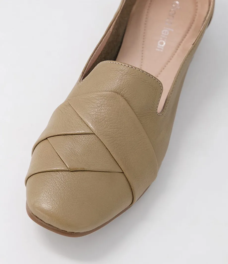 Tilony Khaki Leather Loafers