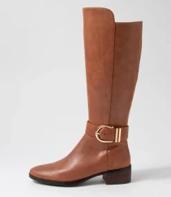 Tissy Cognac Leather Knee High Boots