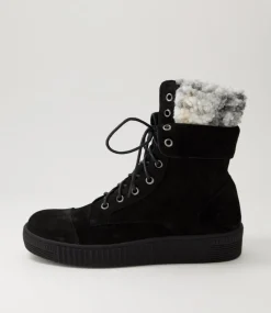 Tombi Black Grey Multi Nubuck Lace Up Boots