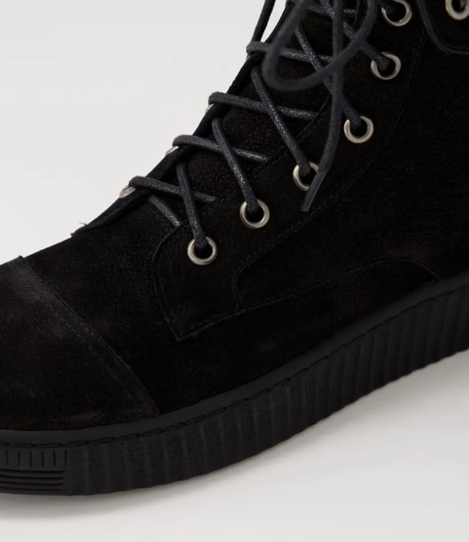 Tombi Black Grey Multi Nubuck Lace Up Boots