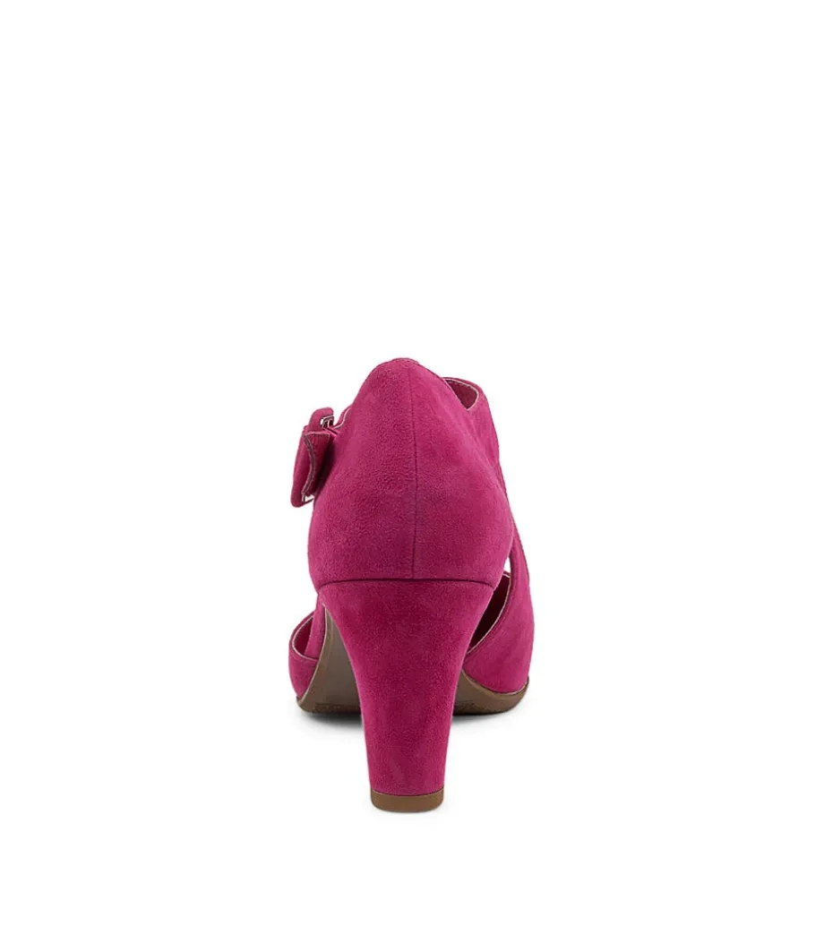 Trinities Dark Fuchsia Suede Heels