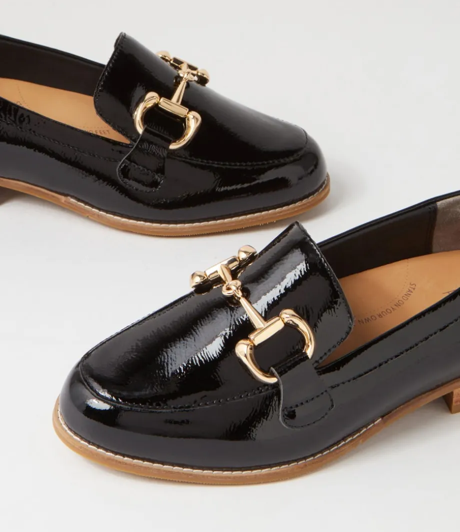 Tucci Xf Black Wrinkle Patent Loafers