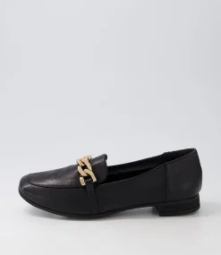 Tucker Black Gold Leather Flat Shoes
