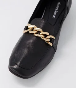 Tucker Black Gold Leather Flat Shoes