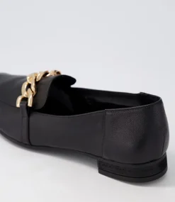 Tucker Black Gold Leather Flat Shoes