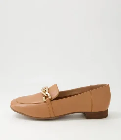 Tucker Dark Tan Gold Leather Flat Shoes