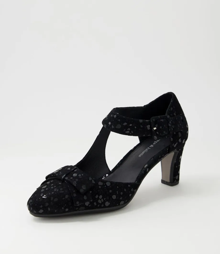 Tunis Black Sparkle Suede Mary Jane Heels