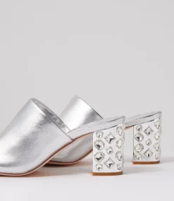 Ublue Silver Leather Mules