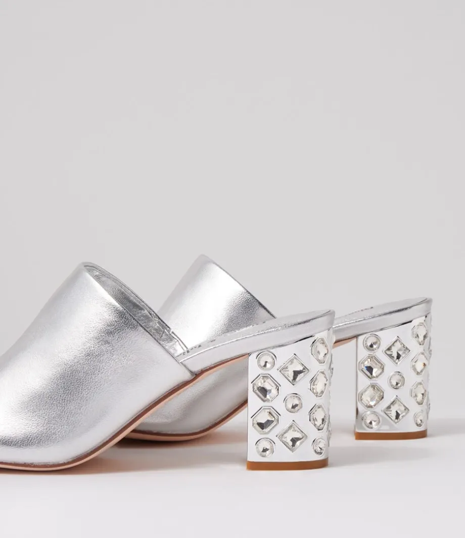 Ublue Silver Leather Mules