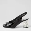 Udeem Black Patent Leather Sandals