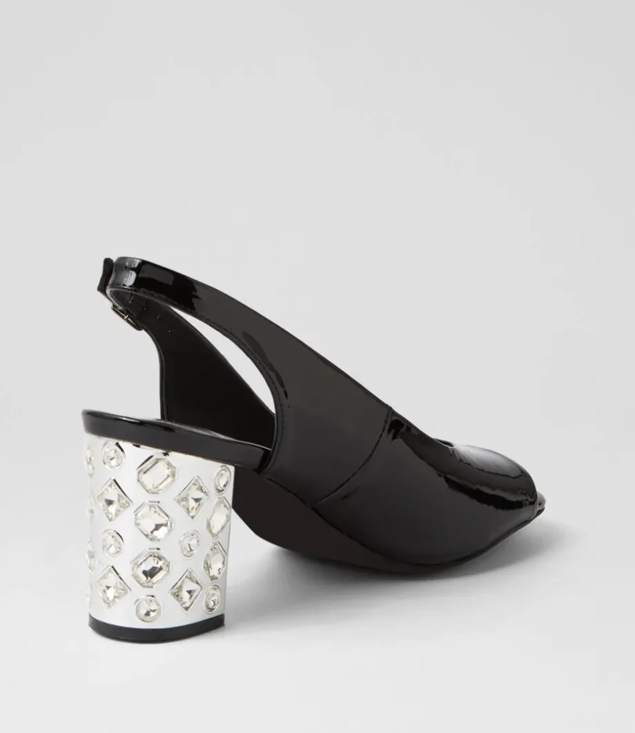 Udeem Black Patent Leather Sandals