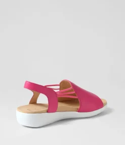 Udhays W Fuchsia Leather Elastic Sandals