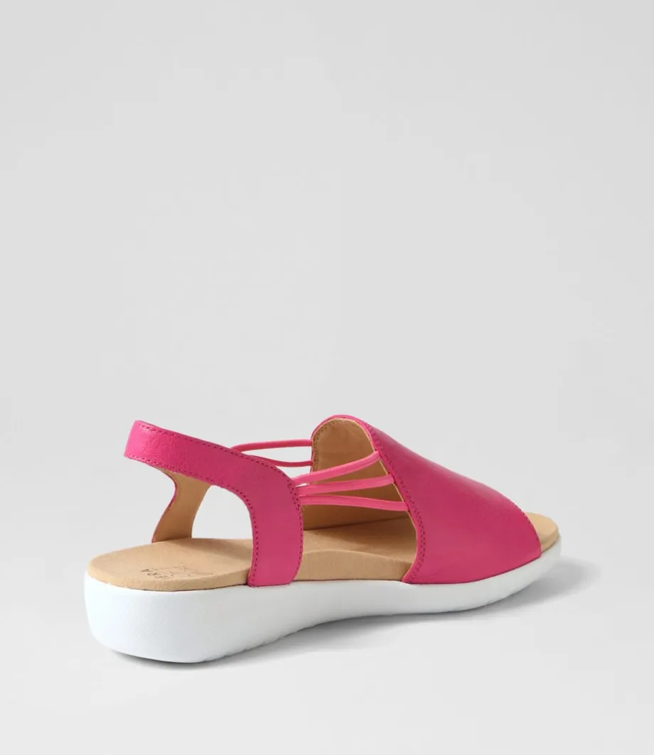 Udhays W Fuchsia Leather Elastic Sandals