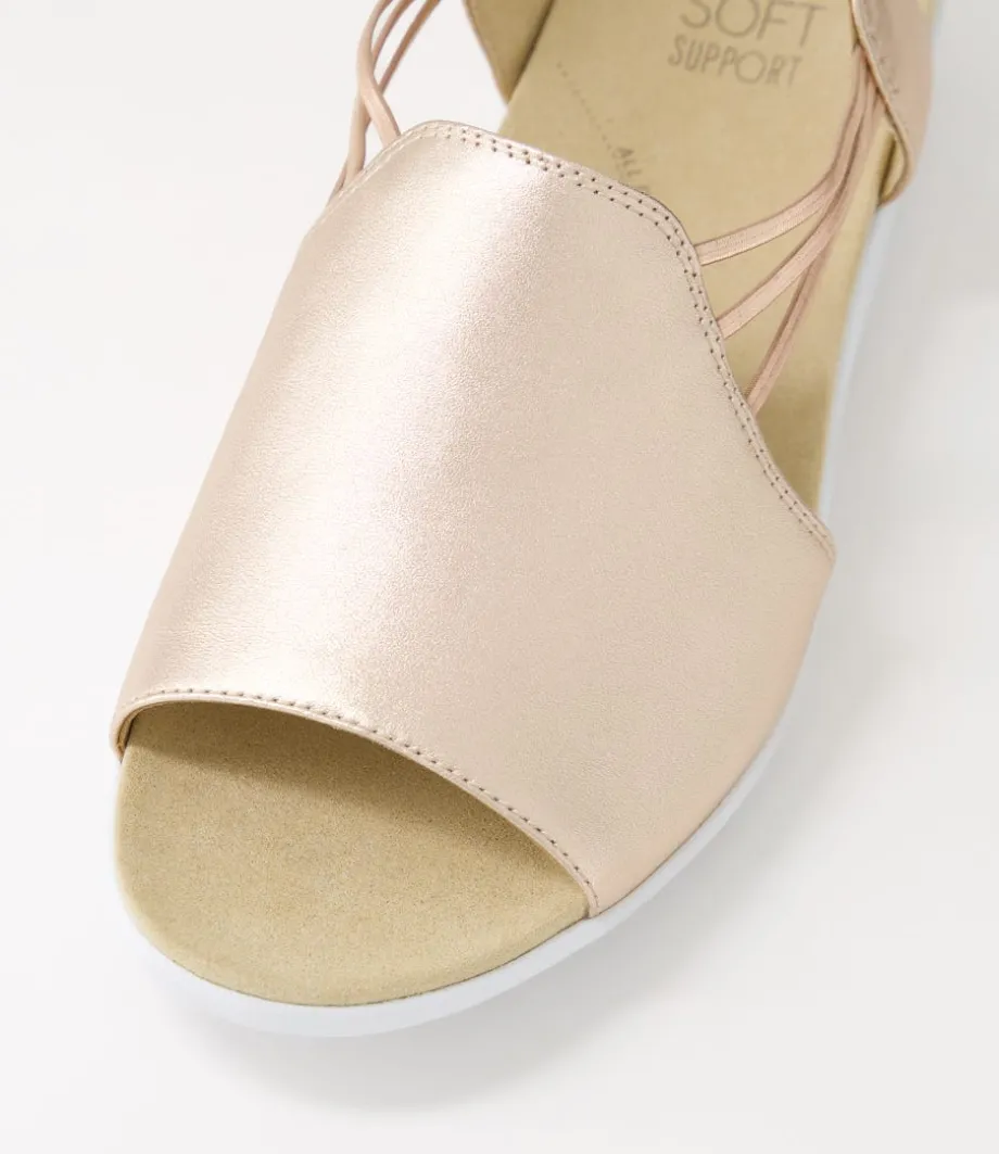 Udhays W Pale Rose Gold Leather Elastic Sandals
