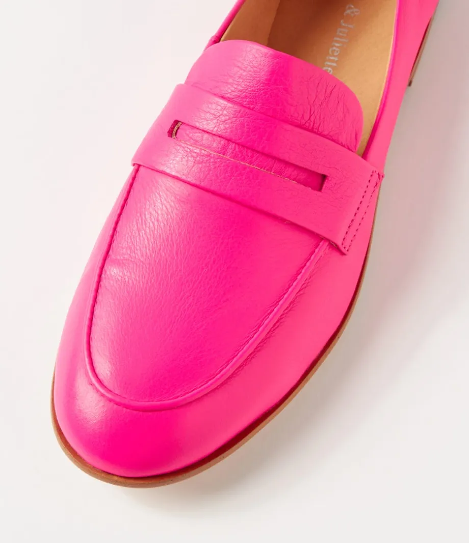 Ulani Hot Pink Leather Loafers