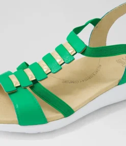 Ulover W Bright Emerald Leather Elastic Sandals