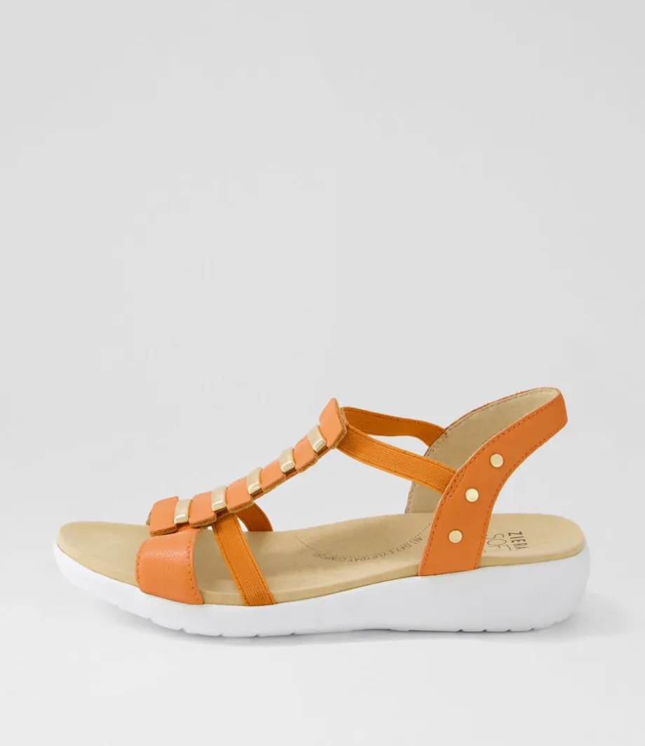 Ulover W Bright Orange Leather Elastic Sandals