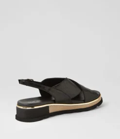 Ulrika Black Lizard Leather Sandals