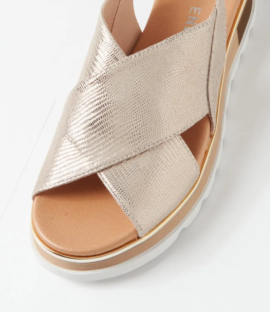 Ulrika Champagne Lizard Leather Sandals