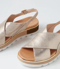 Ulrika Champagne Lizard Leather Sandals