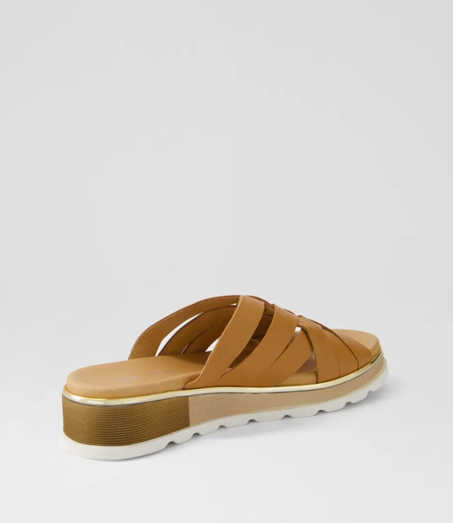 Ulysza Dark Tan Leather Slides