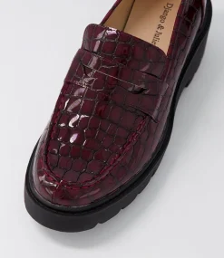 Unice Shiraz Black Patent Croc Leather Heels