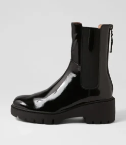 Unita Black Patent Leather Chelsea Boots