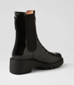 Unita Black Patent Leather Chelsea Boots