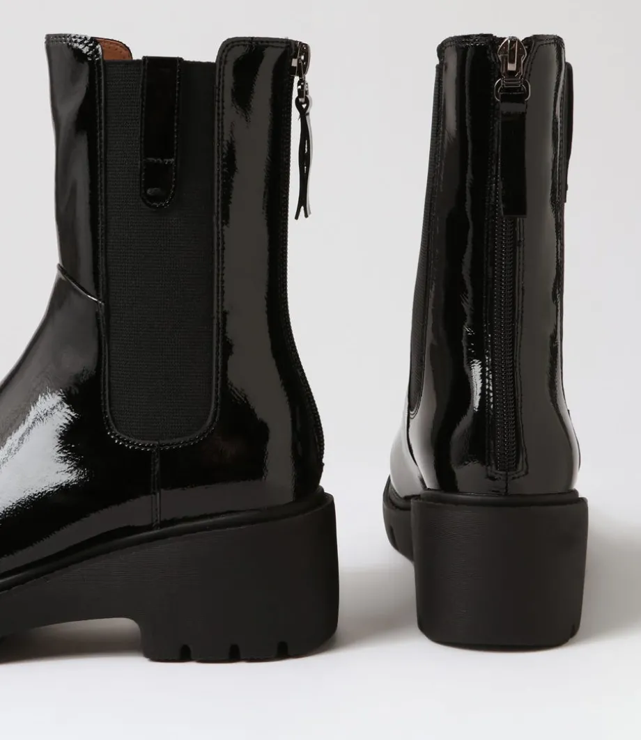 Unita Black Patent Leather Chelsea Boots