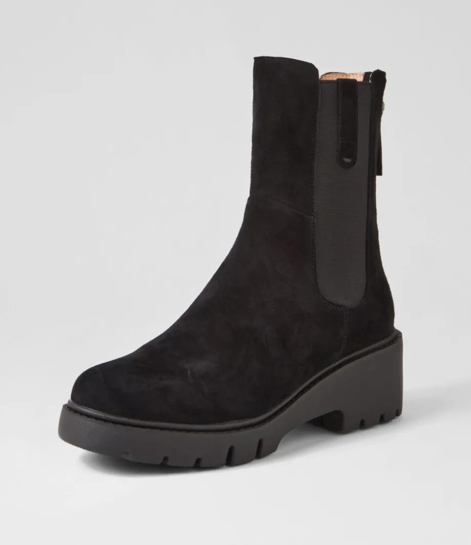 Unita Black Suede Chelsea Boots