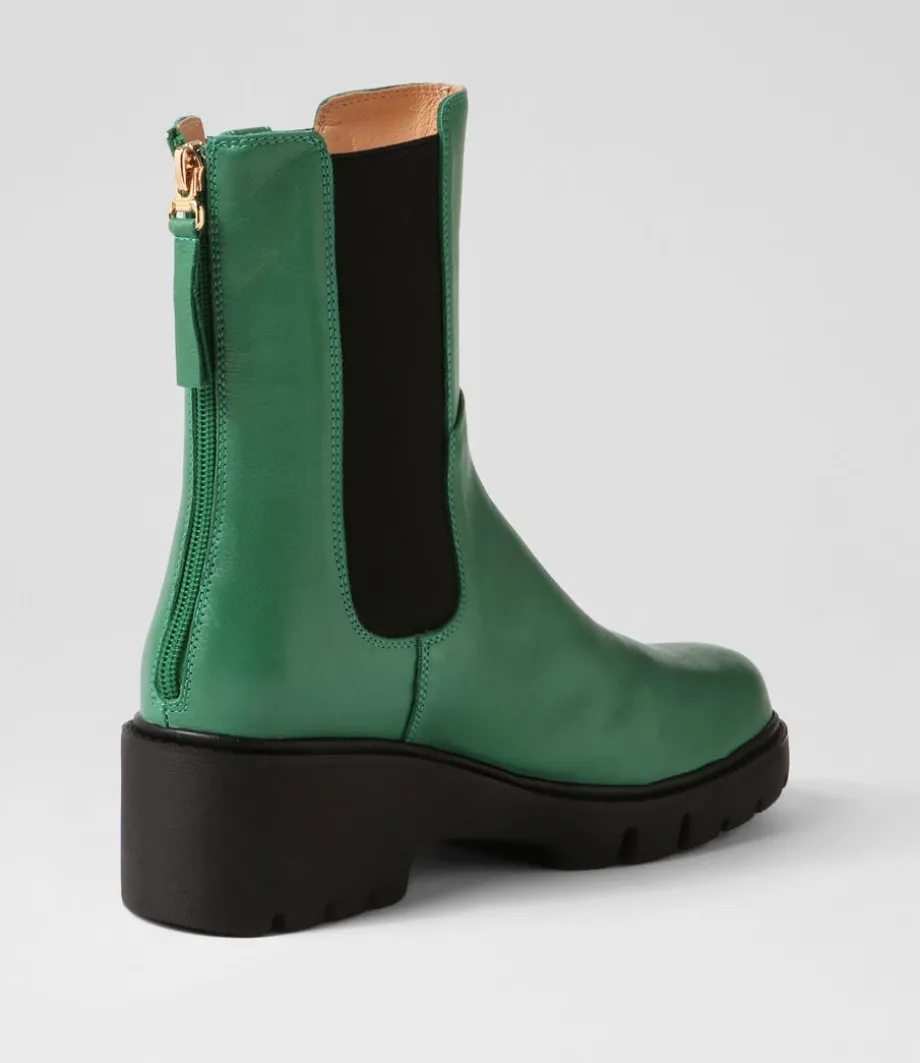 Unita Emerald Black Leather Chelsea Boots