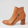 Uriah Dark Tan Leather Ankle Boots