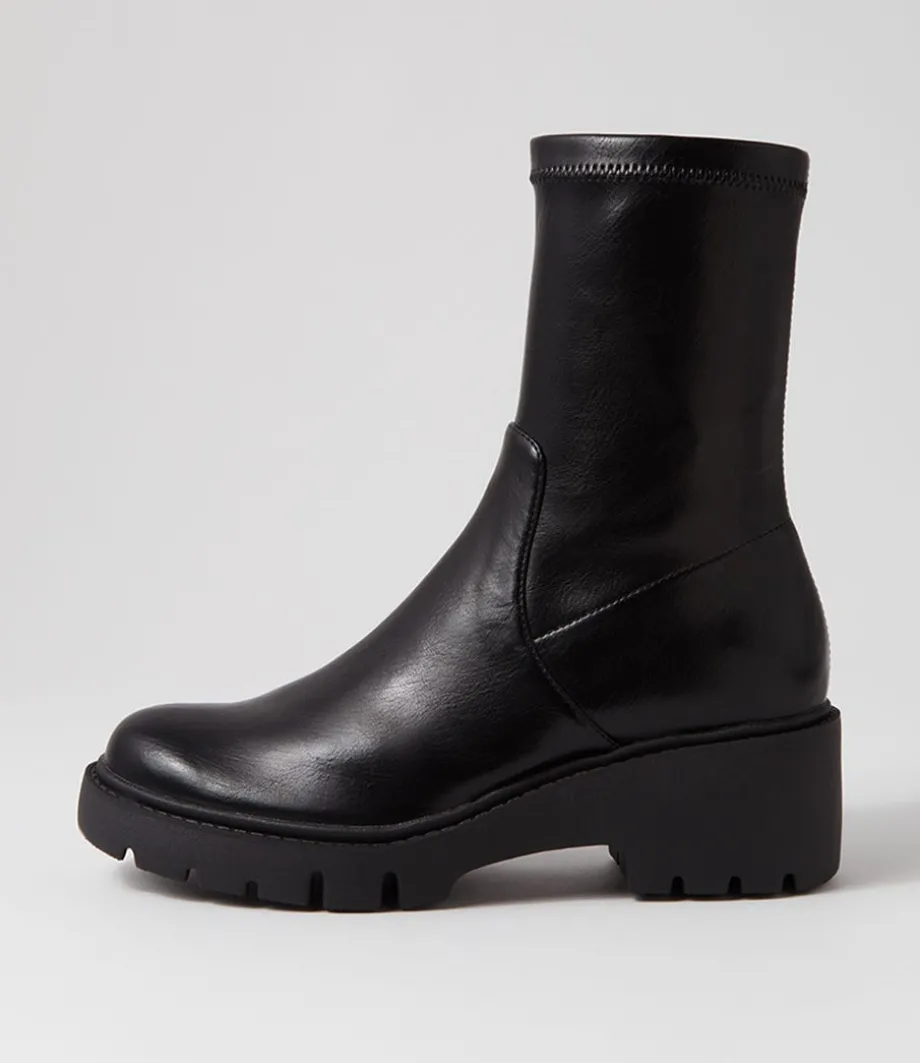 Urina Black Stretch Ankle Boots