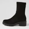 Urina Black Stretch Microsuede Ankle Boots