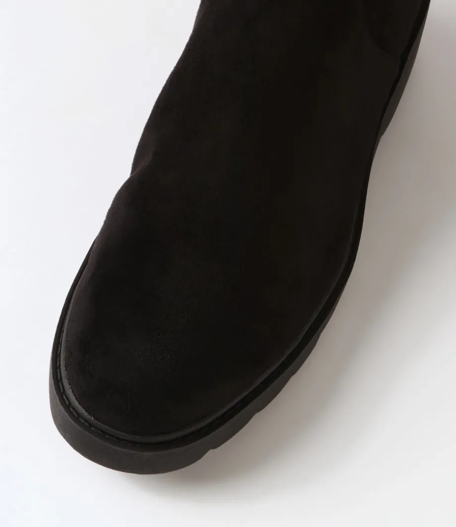 Urina Black Stretch Microsuede Ankle Boots