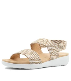 Usaid W Natural White Woven Elastic Sandals