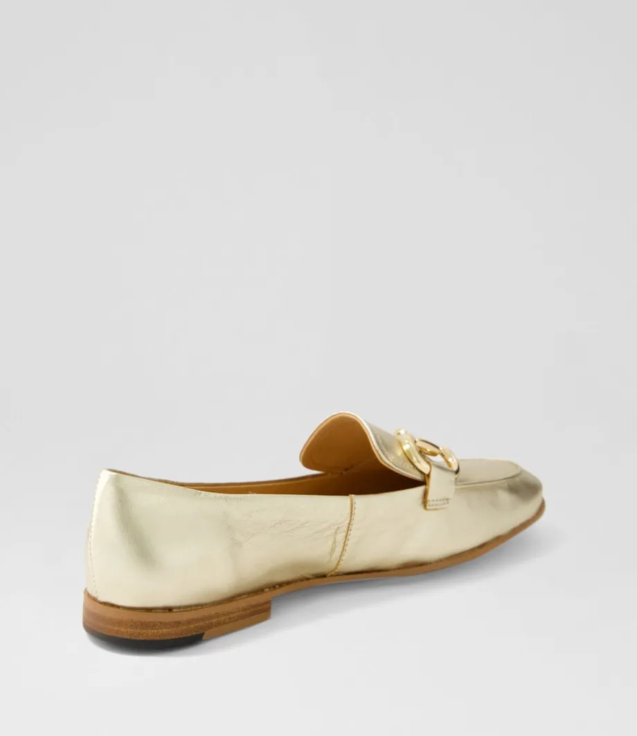 Uta Pale Gold Leather Loafers