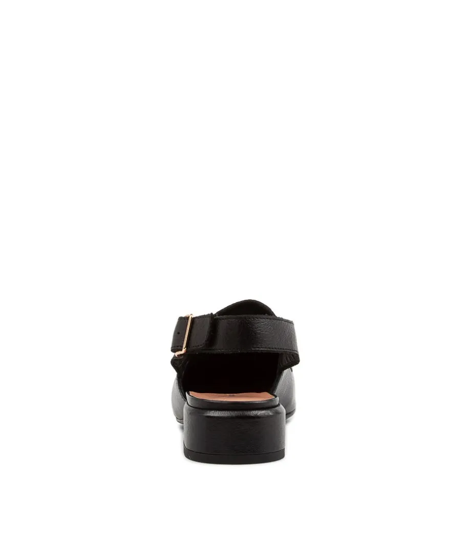 Vabor Black Leather Heels