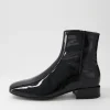 Vamee Black Patent Leather Ankle Boots