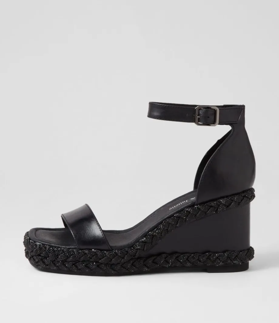 Vangie Black Leather Sandals