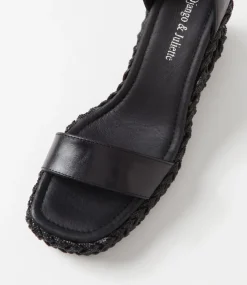 Vangie Black Leather Sandals