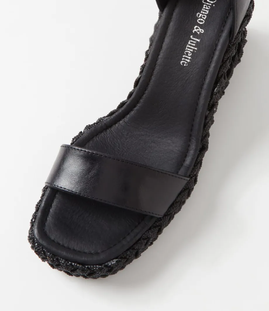 Vangie Black Leather Sandals