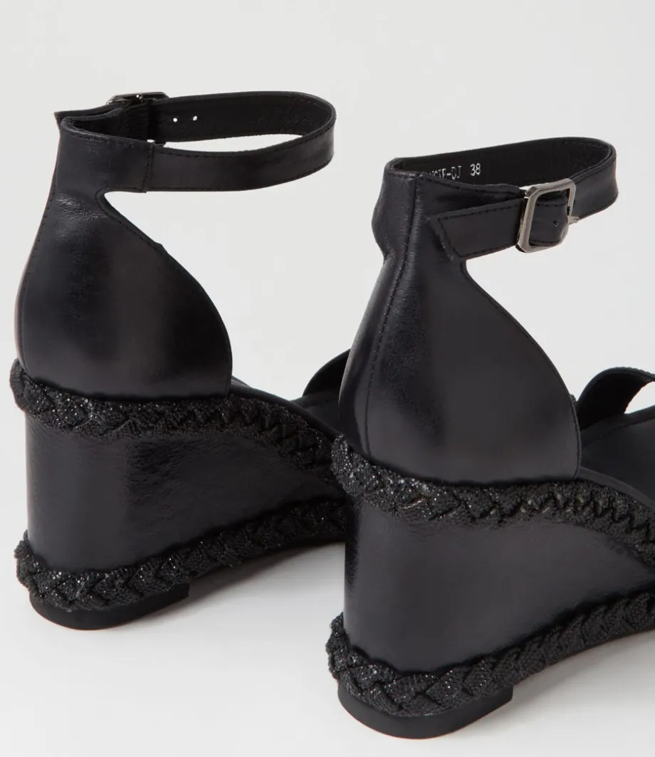 Vangie Black Leather Sandals