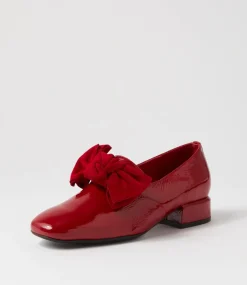 Varva Dark Red Patent Suede Heels