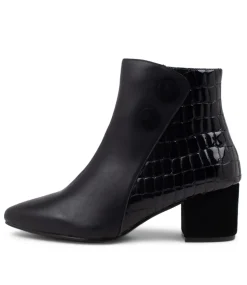 Veyda Xw Black Leather Ankle Boots