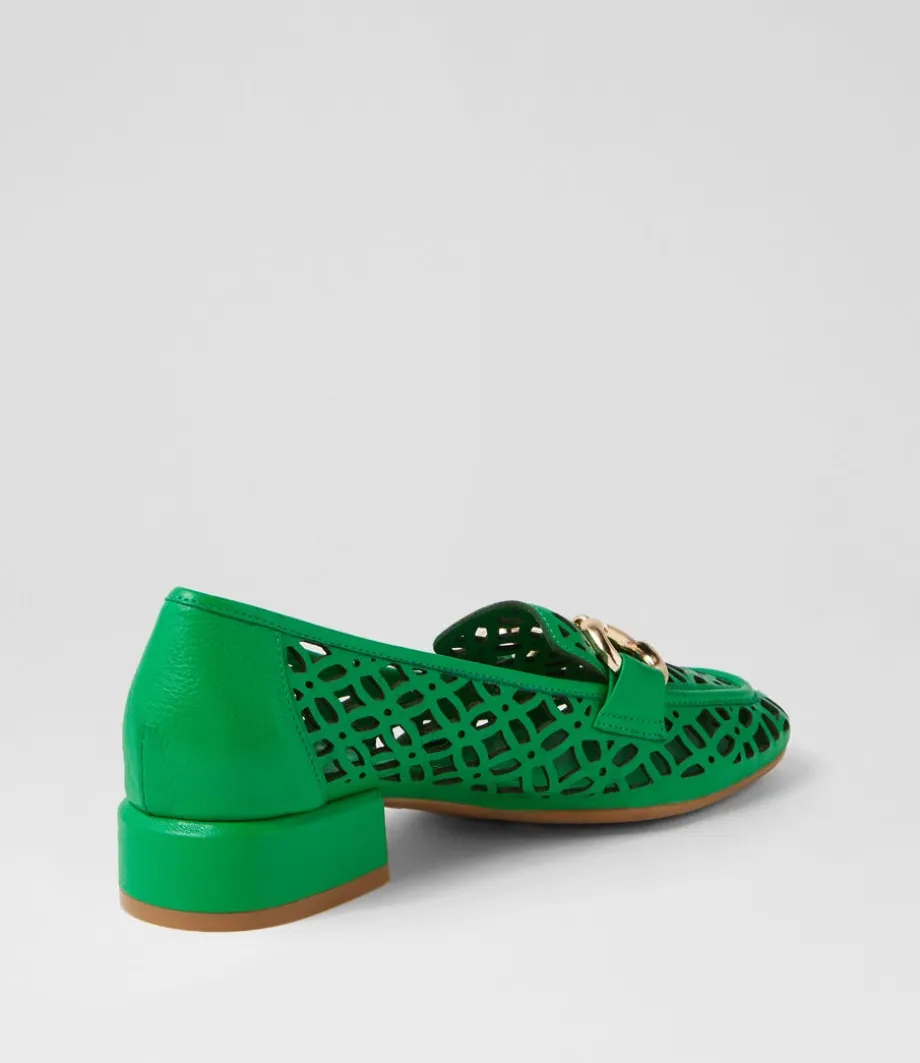 Vilis Bright Emerald Leather Heels