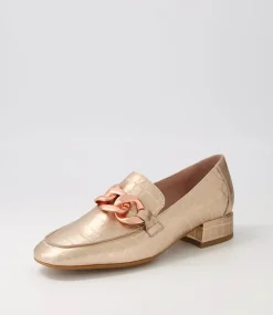 Vivandy Rose Gold Croc Leather Heels