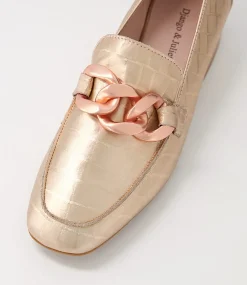 Vivandy Rose Gold Croc Leather Heels
